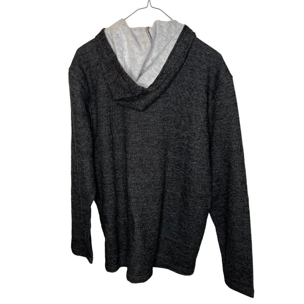 Perry Ellis Portfolio Mens Black 1/4 Zip Heathered Knit Hoodie Size L - Picture 3 of 7